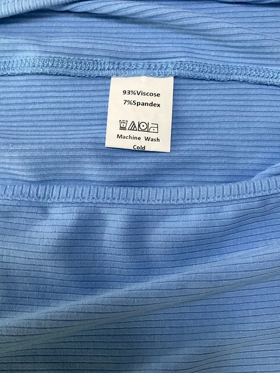 Halara Women’s Halter Ribbed Maxi Dress Blue Halter Maxi with Side Slit NWT - Picture 12 of 13